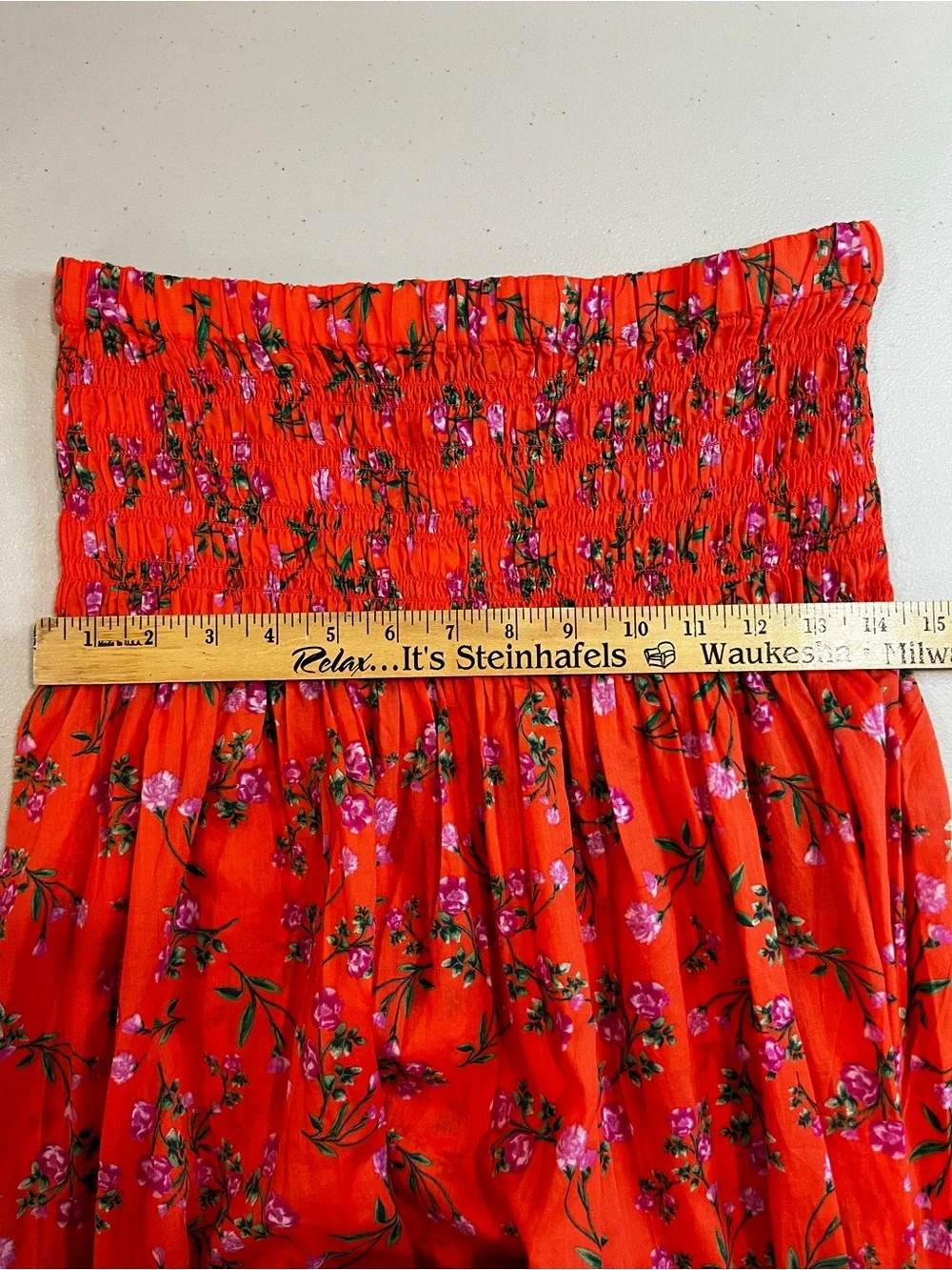 J. Crew Orange Floral Maxi Skirt with Smocked Waist